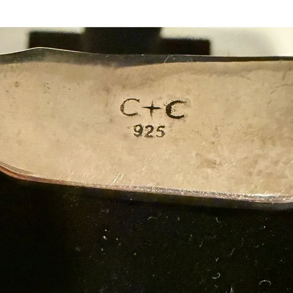 C+C Sterling Silver 925 Ornate Scroll Cross Cuff Bracelet Vintage Style 1.58oz - Picture 5 of 6